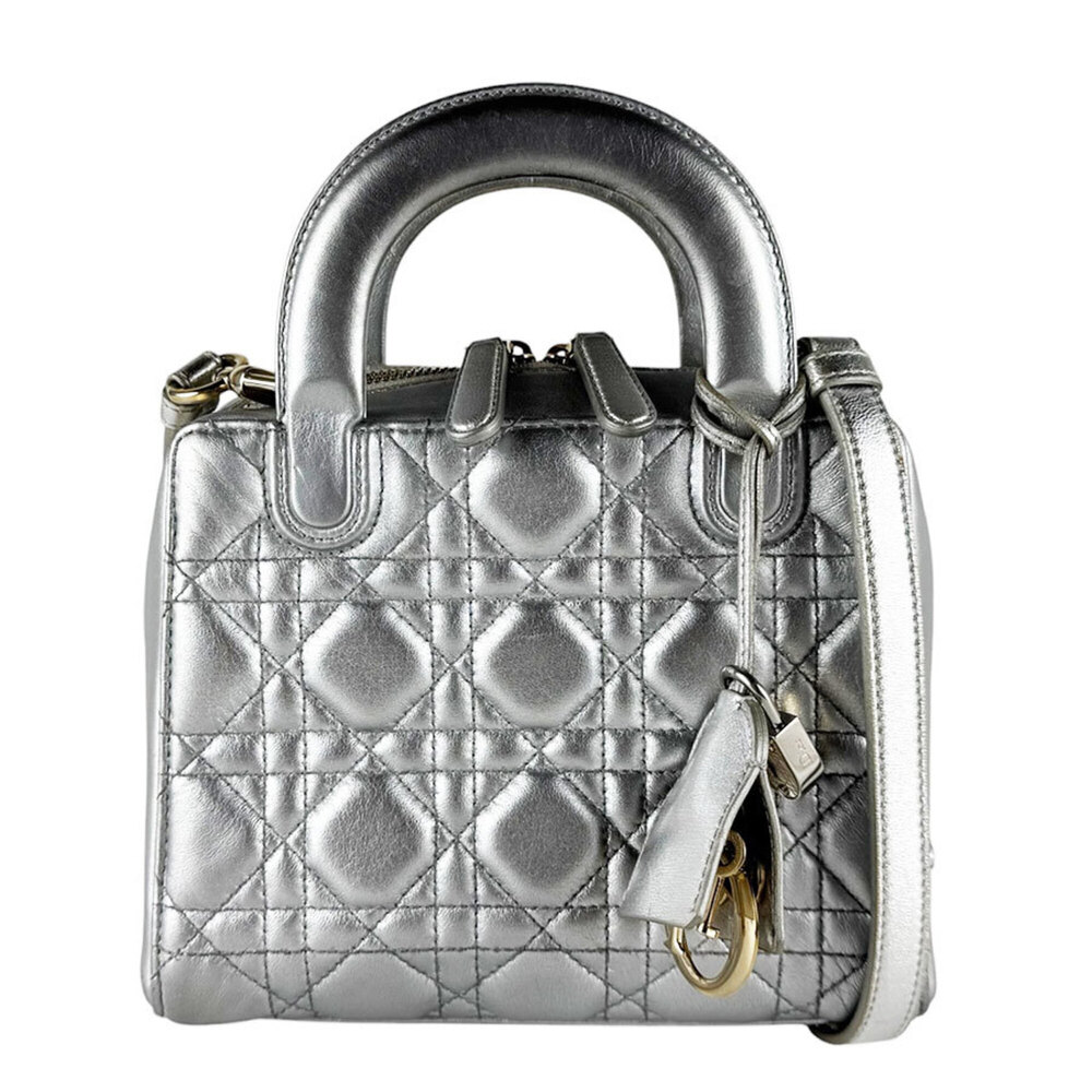 CHRISTIAN DIOR Silver Leather Shoulder Bag